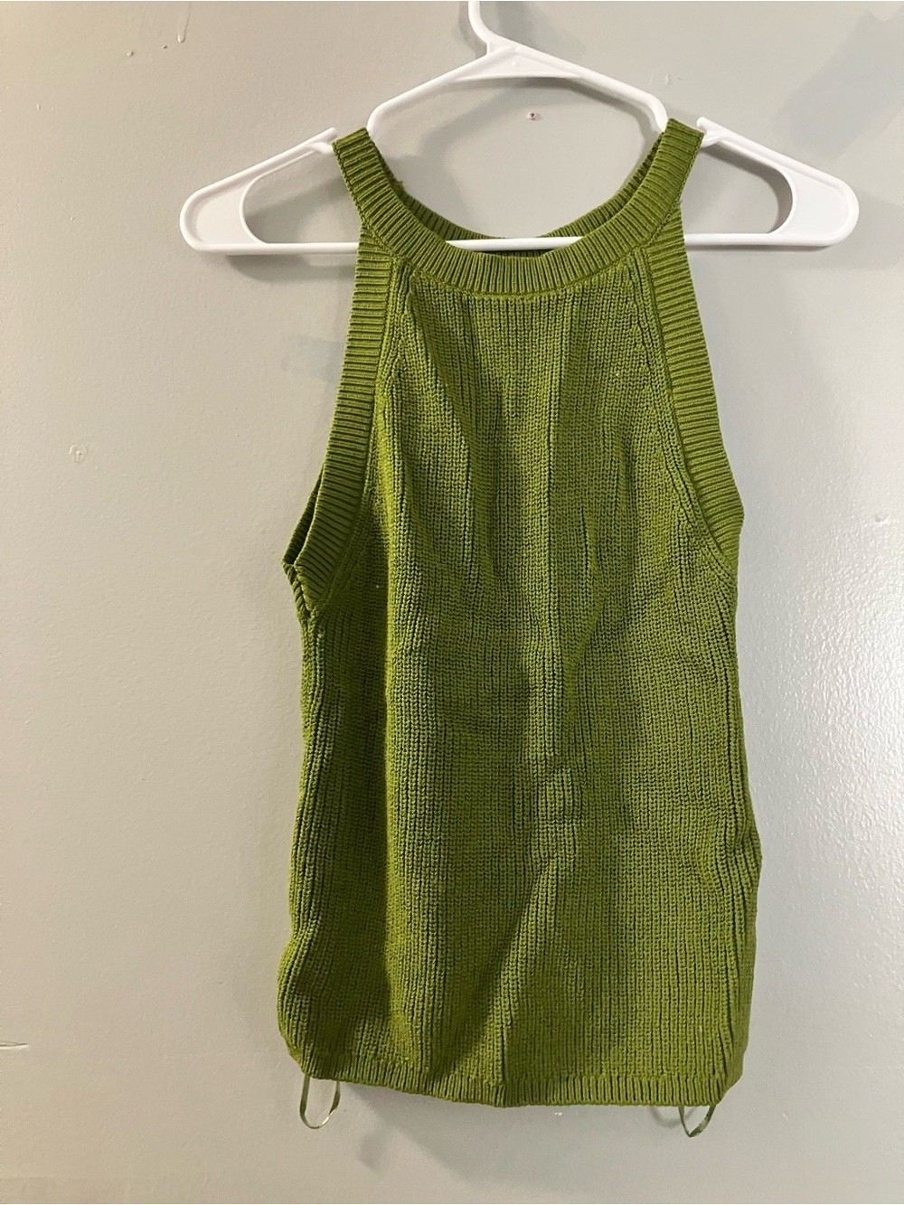 Sleeveless Olive Halter Knit Tank Top